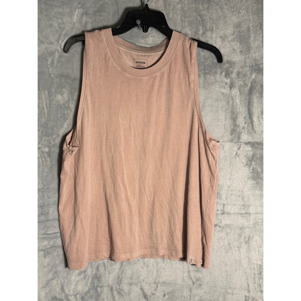 Prana Womens Muscle Tank Top‎ Mauve Pink Sleeveless Crew Neck crop Size
 L